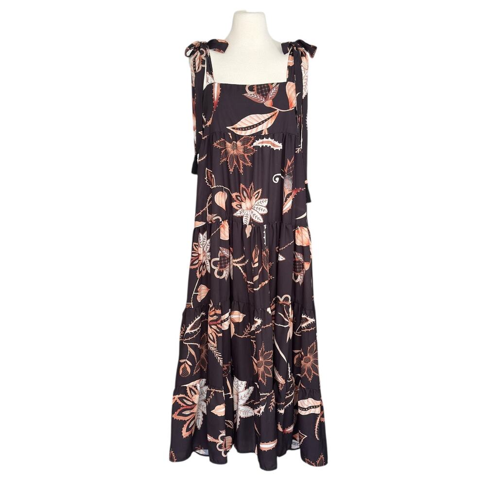 Anthropologie Encantadore Tanya CoverUp Midi Maxi Dress tiered boho resort Small